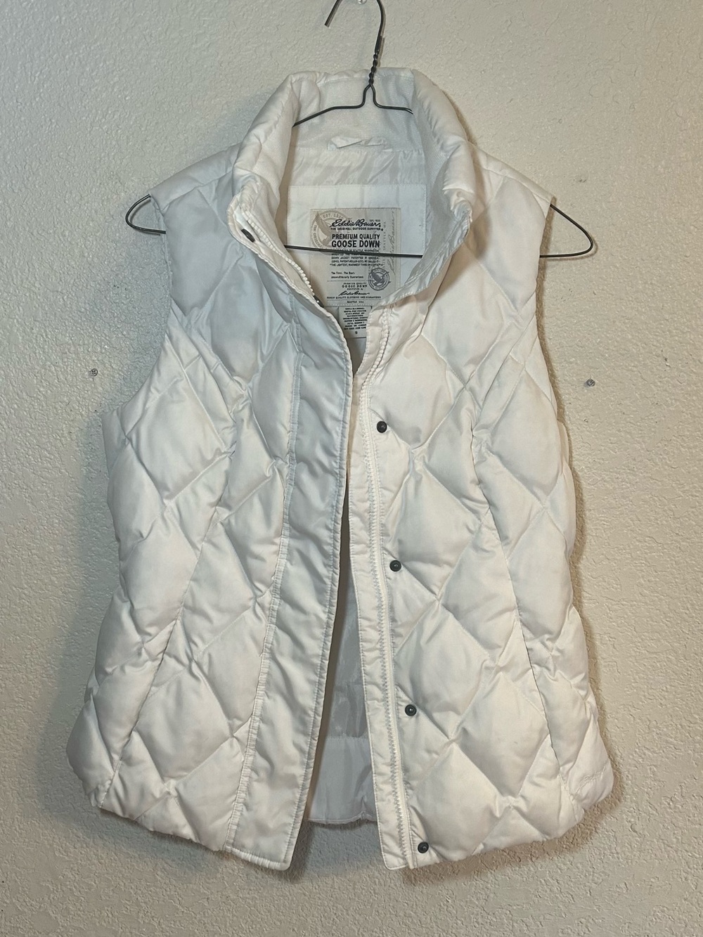 Eddie Bauer White Goose Down Quilted Vest